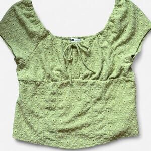 Light Green Floral Print Babydoll Top - XL